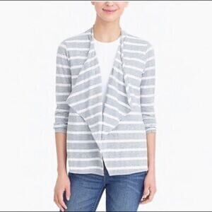 J.Crew Women's Striped Draped Open-Front Cardigan Sweater Gray White
 - Size‎ M